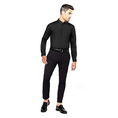 Kariban Mens Long Sleeve Mandarin Collar Shirt