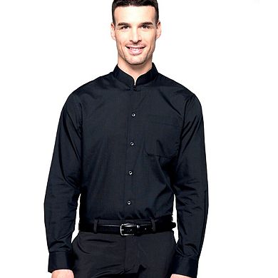 Kariban Mens Long Sleeve Mandarin Collar Shirt