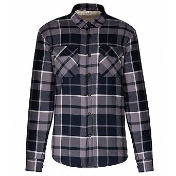 Kariban Mens Sherpa Lined Checked Shirt Jacket