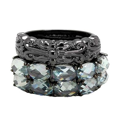 Alamode Black Ion Plating Brass Crystal Ring