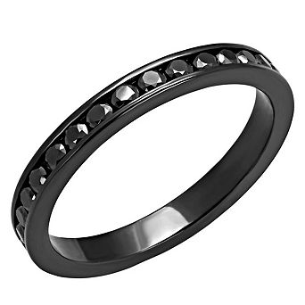Alamode Black Ion Plating Brass Cubic Zirconia Ring