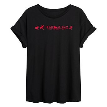 Juniors' Home Alone 2 Lost In New York Logo Oversized Tee