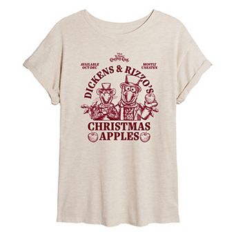 Juniors' Disney's The Muppet Christmas Carol Dickens & Rizzo's Christmas Apples Oversized Tee