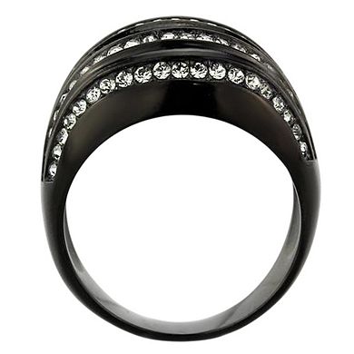 Alamode Black Ion Plating Crystal Banded Ring
