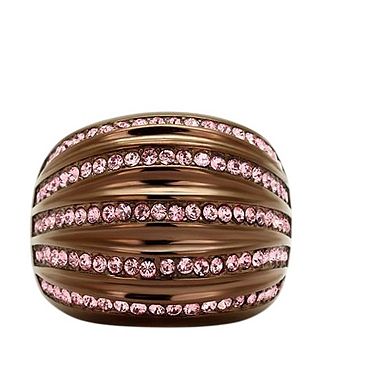 Alamode Black Ion Plating Crystal Banded Ring