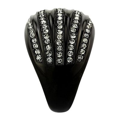 Alamode Black Ion Plating Crystal Banded Ring