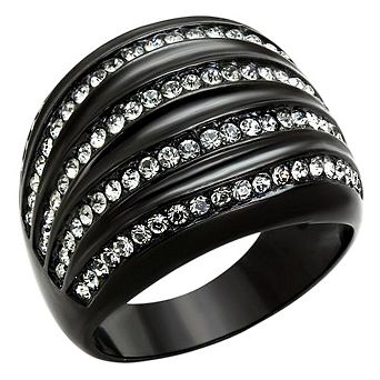 Alamode Black Ion Plating Crystal Banded Ring