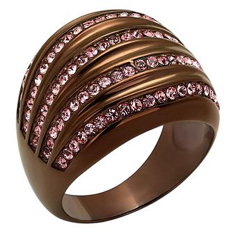 Alamode Black Ion Plating Crystal Banded Ring