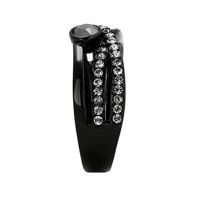 Alamode Black Ion Plating Crystal Criss-Cross Ring