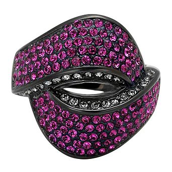 Alamode Black Ion Plating Crystal Crossover Ring