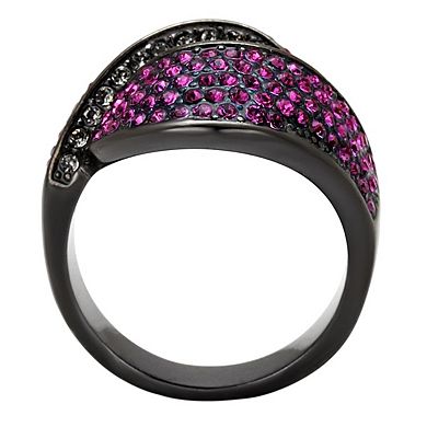 Alamode Black Ion Plating Crystal Crossover Ring