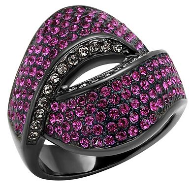Alamode Black Ion Plating Crystal Crossover Ring