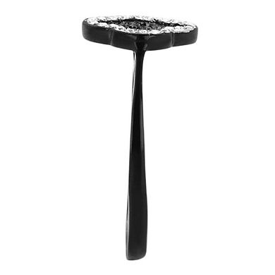 Alamode Black Ion Plating Crystal Clover Ring