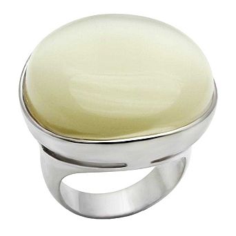 Alamode 925 Sterling Silver Synthetic Cats Eye Ring