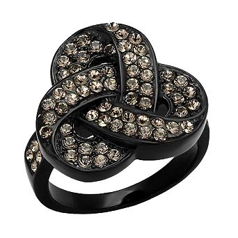 Alamode Black Ion Plating Crystal Celtic Knots Ring