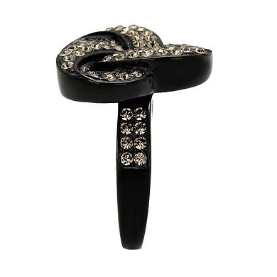 Alamode Black Ion Plating Crystal Celtic Knots Ring