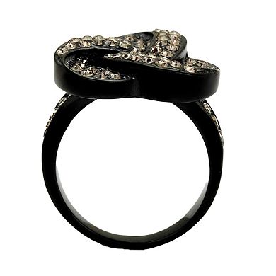 Alamode Black Ion Plating Crystal Celtic Knots Ring
