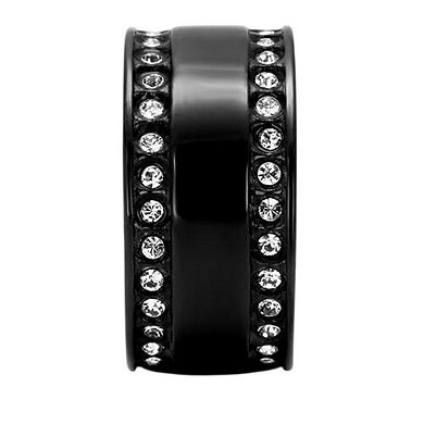 Alamode Black Ion Plating Crystal Banded Ring