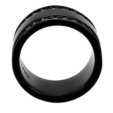 Alamode Black Ion Plating Crystal Banded Ring