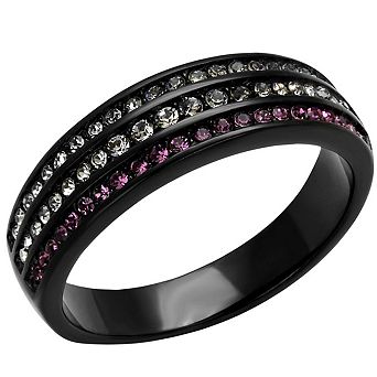 Alamode Black Ion Plating Crystal 3 es Ring