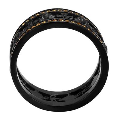 Alamode Black Ion Plating Crystal Crown Ring