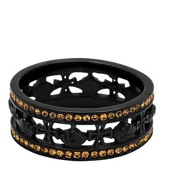 Alamode Black Ion Plating Crystal Crown Ring