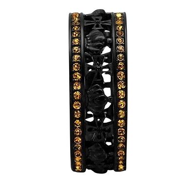 Alamode Black Ion Plating Crystal Crown Ring
