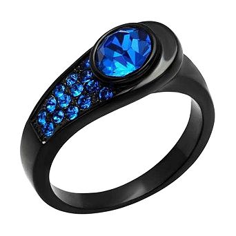 Alamode Black Ion Plating Crystal Crossover Ring