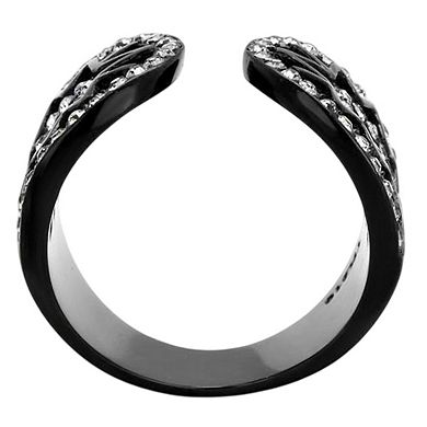 Alamode Black Ion Plating Crystal Cuffed Ring