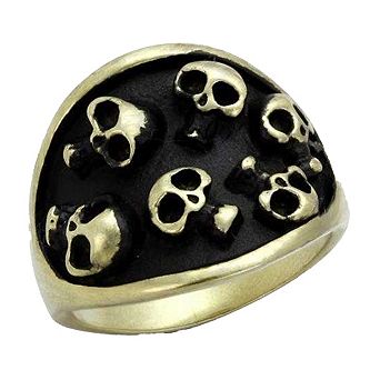 Alamode Antique Copper Ion Plated Epoxy Skull Ring