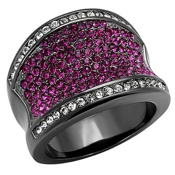 Alamode Black Ion Plating Crystal Curved Ring