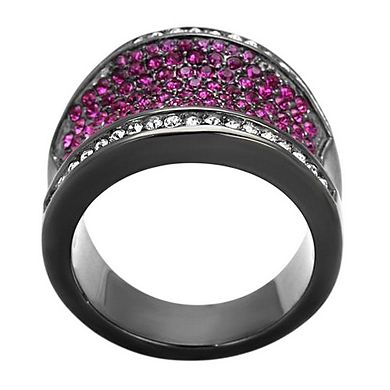 Alamode Black Ion Plating Crystal Curved Ring
