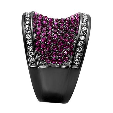 Alamode Black Ion Plating Crystal Curved Ring