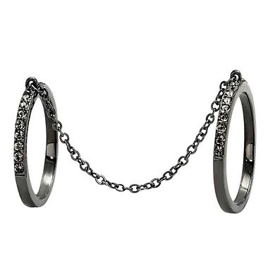 Alamode Black Ion Plating Crystal Chain Ring