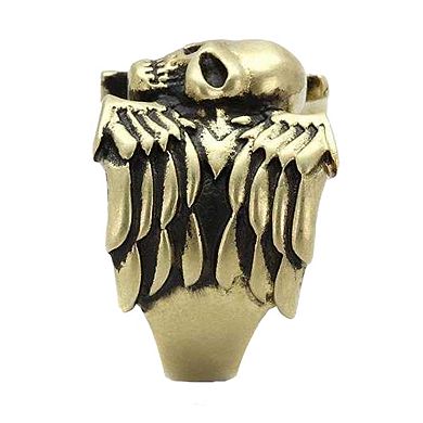 Alamode Antique Copper Ion Plated Epoxy Winged Skull Ring