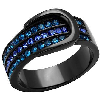 Alamode Black Ion Plating Crystal Buckle Ring