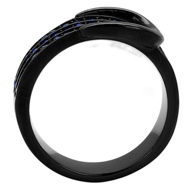 Alamode Black Ion Plating Crystal Buckle Ring