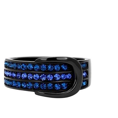 Alamode Black Ion Plating Crystal Buckle Ring