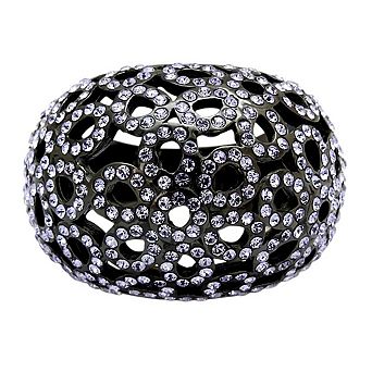 Alamode Black Ion Plating Crystal Domed Ring