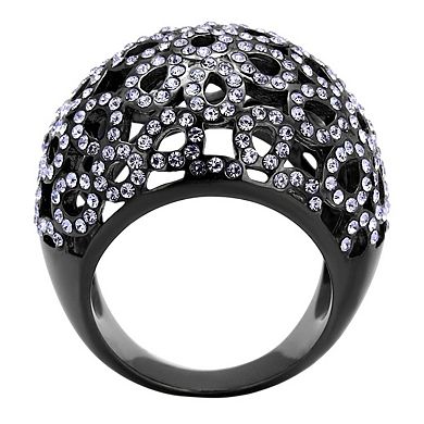 Alamode Black Ion Plating Crystal Domed Ring