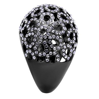 Alamode Black Ion Plating Crystal Domed Ring