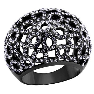 Alamode Black Ion Plating Crystal Domed Ring