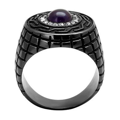Alamode Black Ion Plating Amethyst Grid Ring