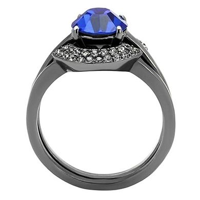 Alamode Black Ion Plating Crystal Banded Ring