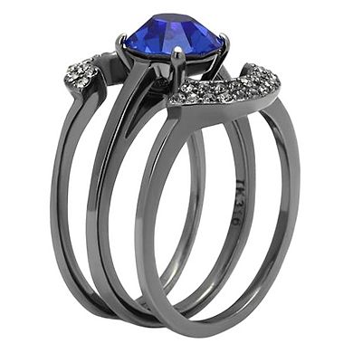 Alamode Black Ion Plating Crystal Banded Ring