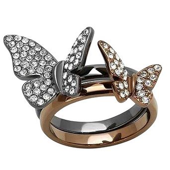 Alamode Black Ion Plating Crystal Butterfly Ring