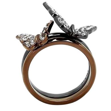 Alamode Black Ion Plating Crystal Butterfly Ring