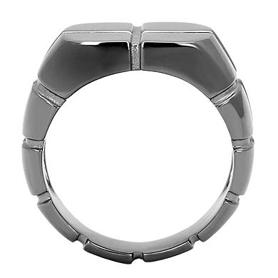 Alamode Black Ion Plating Cross Signet Ring