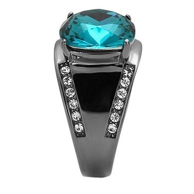 Alamode Black Ion Plating Crystal Bordered Rounded Ring