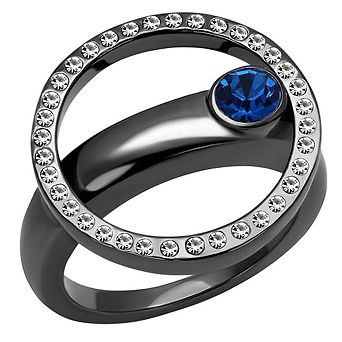 Alamode Black Ion Plating Crystal Circle Ring